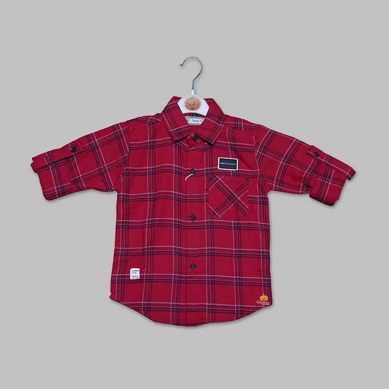 Red Checks Full Sleeves Shirt for Boys Shirt Dress Glam