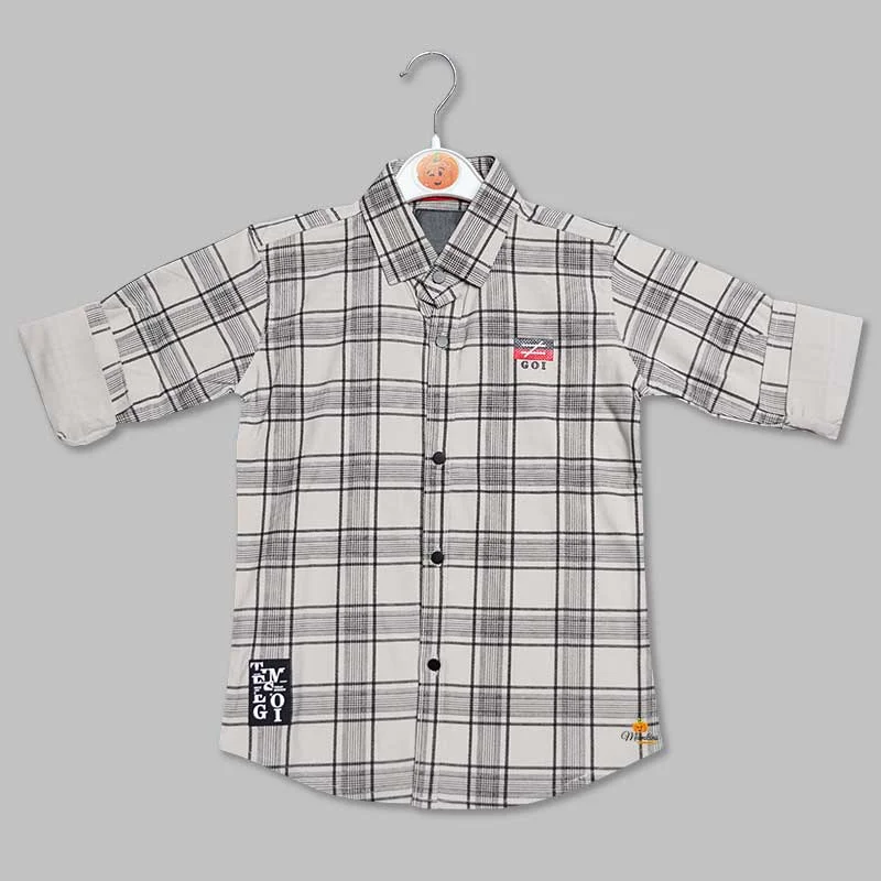 White Blue Checked Shirt for Boys Modern Shirt Dress