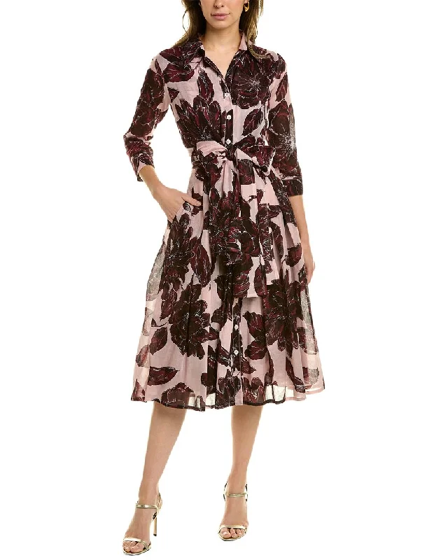 Samantha Sung Audrey 4 Shirtdress Ruffled Shirt Dress