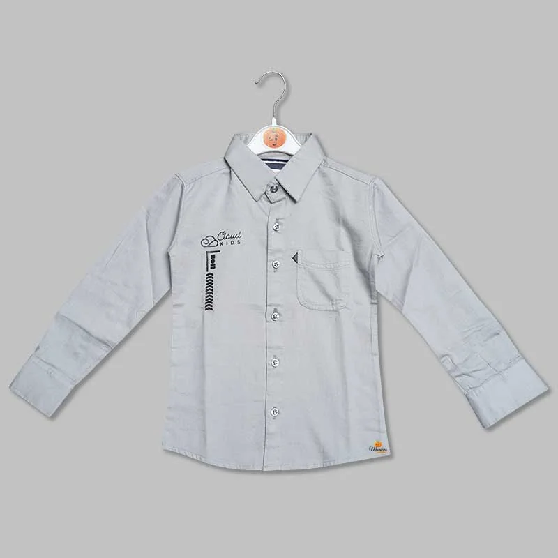 Grey Plain Shirt for Boys Shirt Dress Style