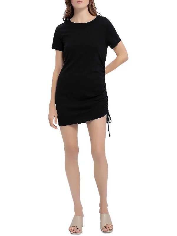 Womens Crewneck Mini T-Shirt Dress Boho Shirt Dress