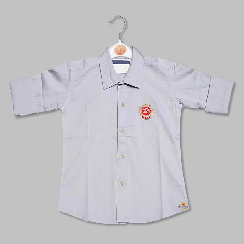 Plain Solid Shirt for Boys with Logo Stylish Shirt Dress