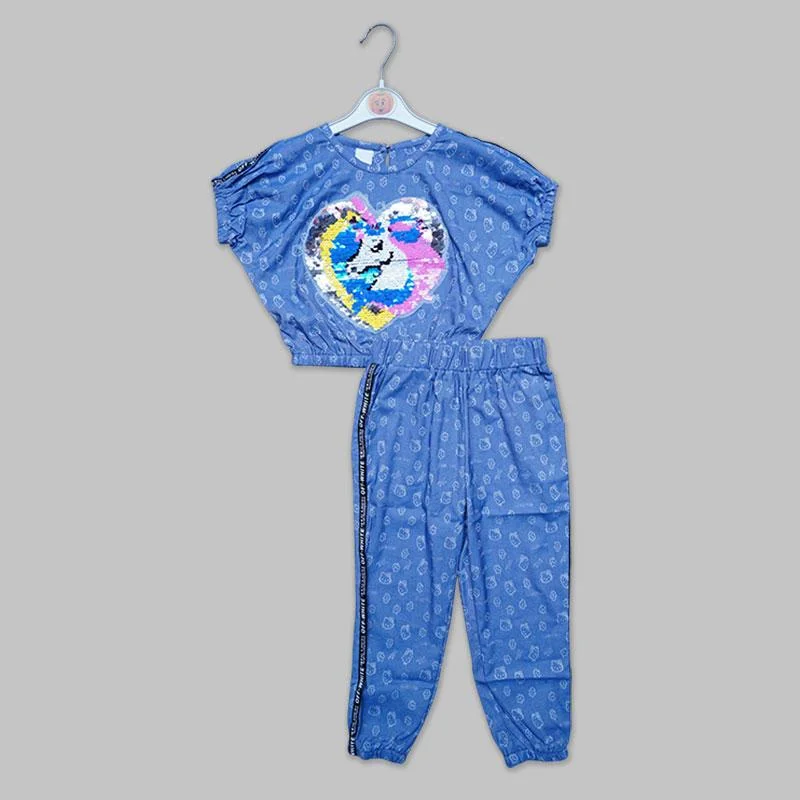 Dark Blue Tie Dye T-shirt And Pant Set For Kids Sexy Shirt Gown