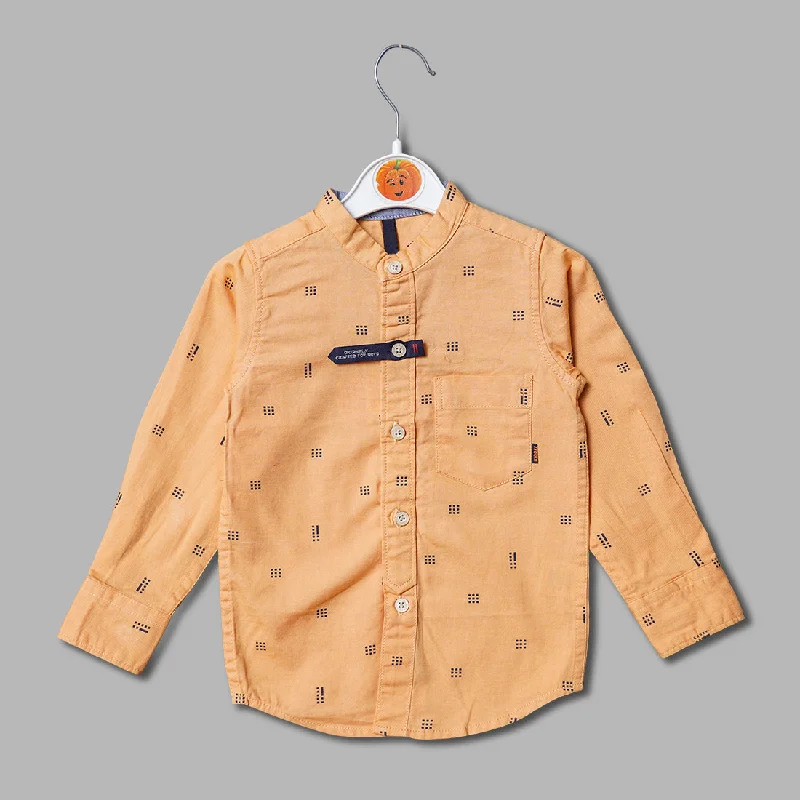 Mandarin Collar Full Sleeves Shirt for Boys Classic Button Shirt