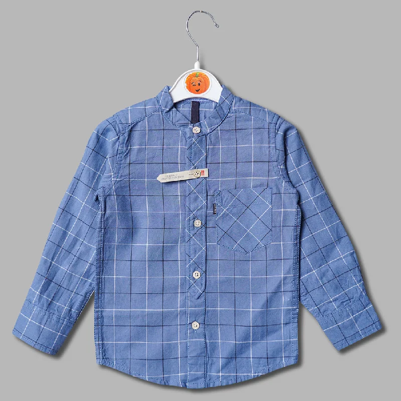 Solid Check Pattern Full Sleeves Shirt for Boys Shift Shirt Dress