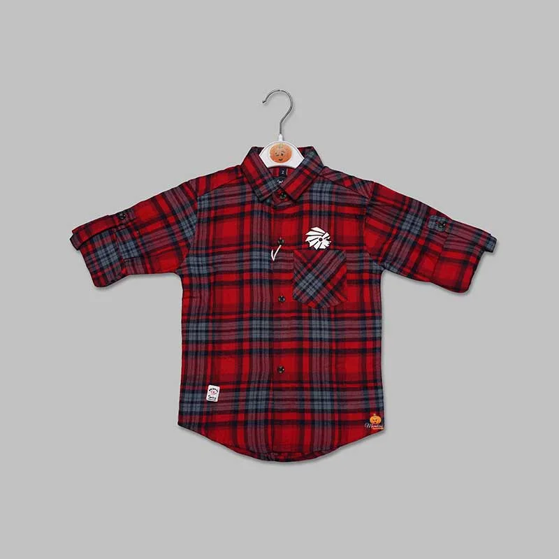 Red Checks Regular Fit Shirt for Boys Sexy Shirt Dress