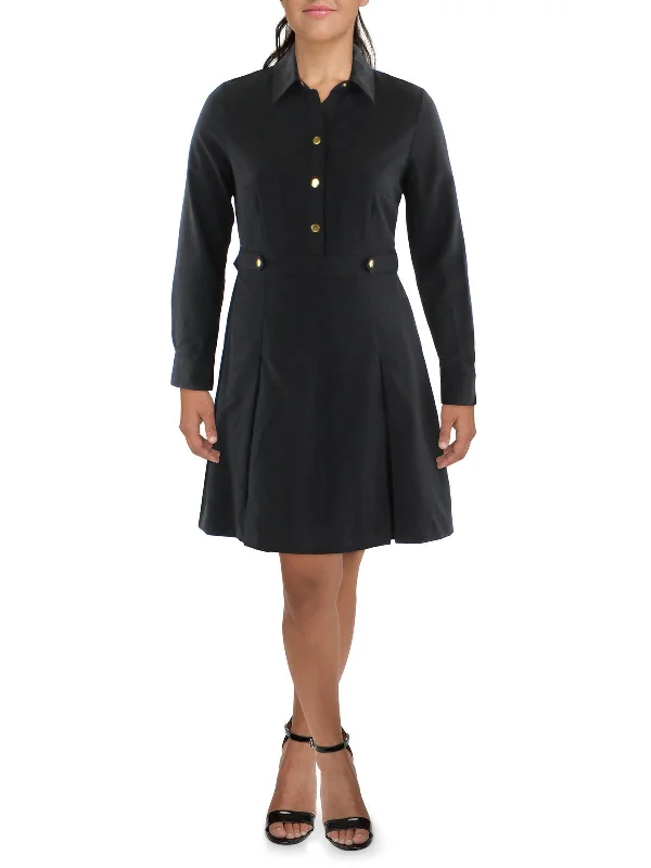 Womens Woven Long Sleeves Shirtdress Chic Shirt Dress