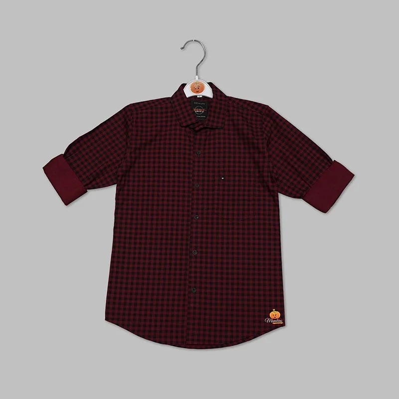 Regular Fit Checks Shirt for Boys Tied Shirt Dress