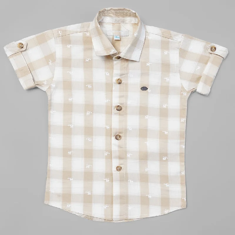 Checked Half Sleeves Shirt for Boys High-Waisted Shirt Dress