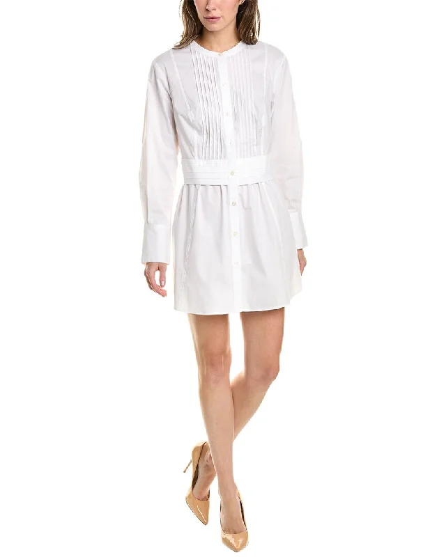 Donna Karan Pleated Shirt Cotton Shirt Dress