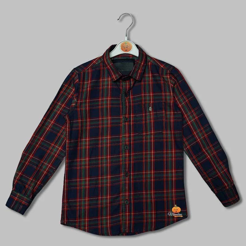 Solid Checks Pattern Shirts for Boys Fashionable Shirt Dress