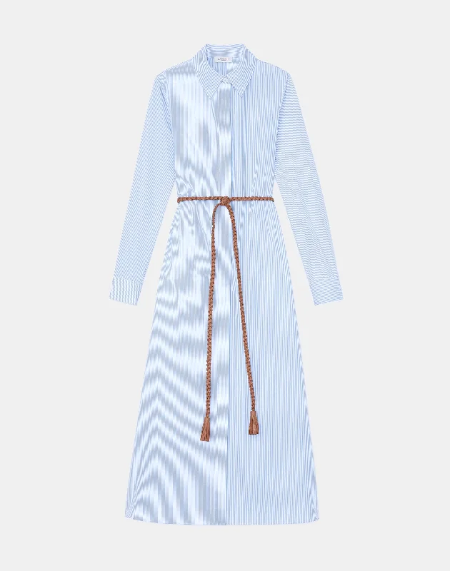 Naval Stripe Organic Cotton Poplin Shirtdress Striped Shirt Dress