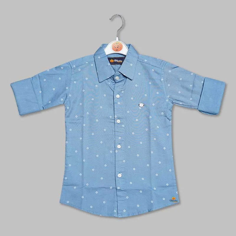 Blue Regular Fit Printed Shirt for Boys Loose Shirt Dress