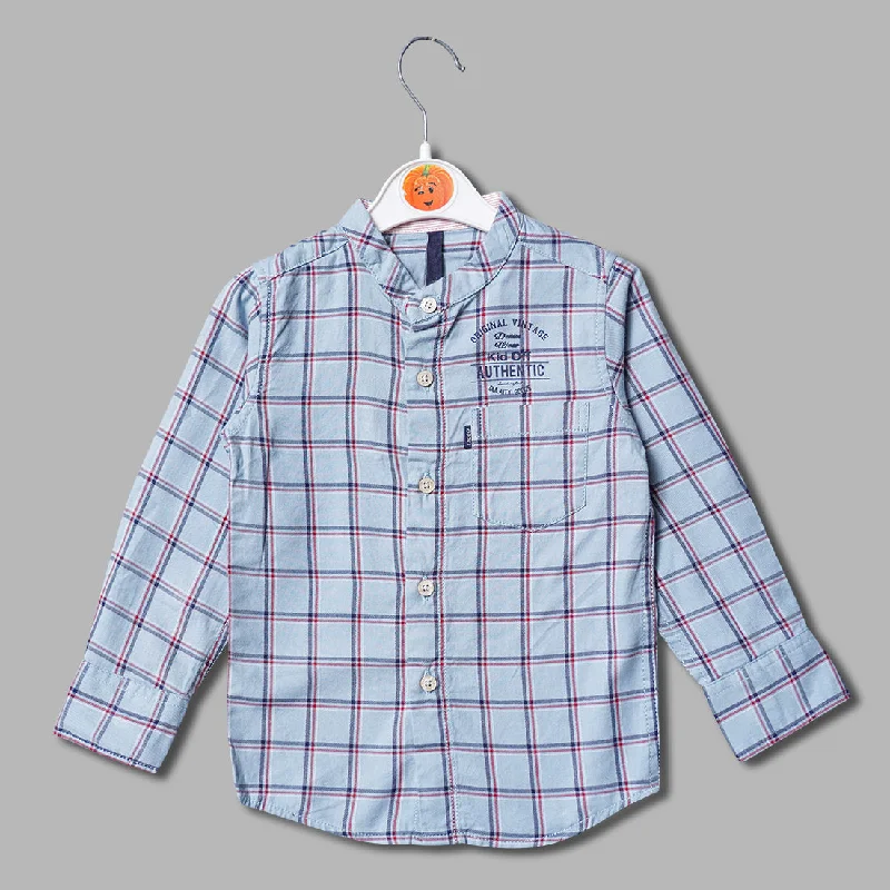 Blue Checked Full Sleeves Shirt for Boys Flared Shirt Dress