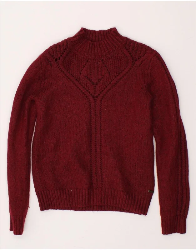 JOULES Womens Turtle Neck Jumper Sweater UK 12 Medium  Burgundy Floral Moisture-wicking sweaters