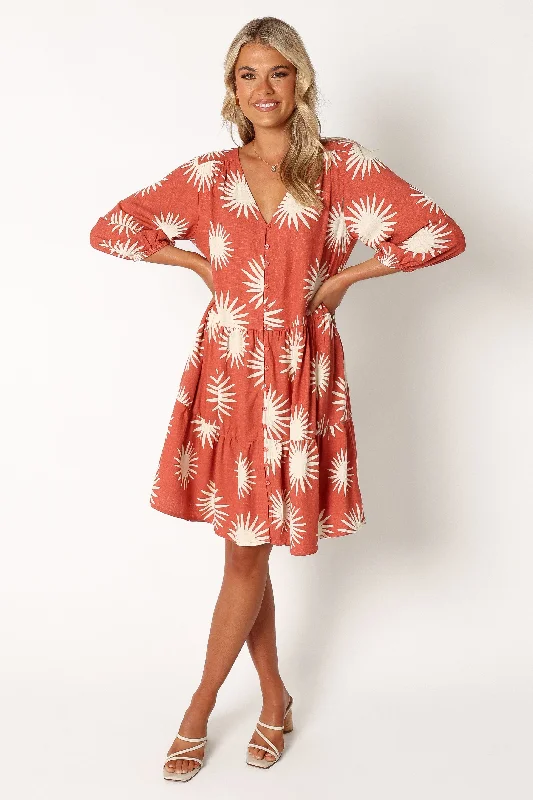 Bennet Long Sleeve Mini Dress - Ida Print Trendy mini dresses under $50