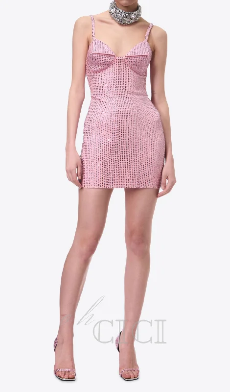 Brook crystal-embellished sleeveless mini dress in rose pink Party mini dresses