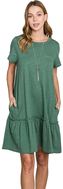 Cotton Bleu Green Cotton Dress Off-shoulder mini dresses