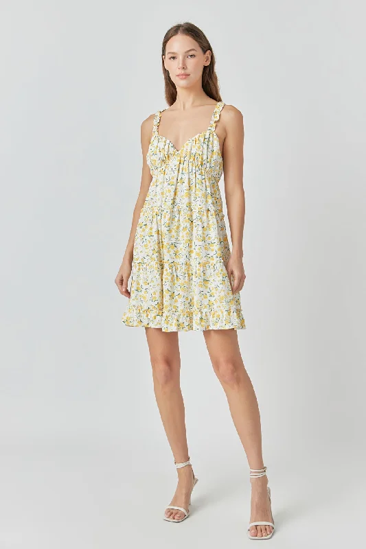 Floral Ruffle Detail Mini Dress Boohoo mini dresses