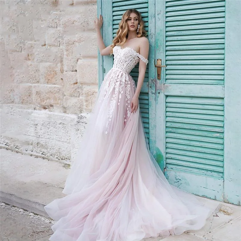 Boho Lace Off-Shoulder Dream Ball Gown Wedding