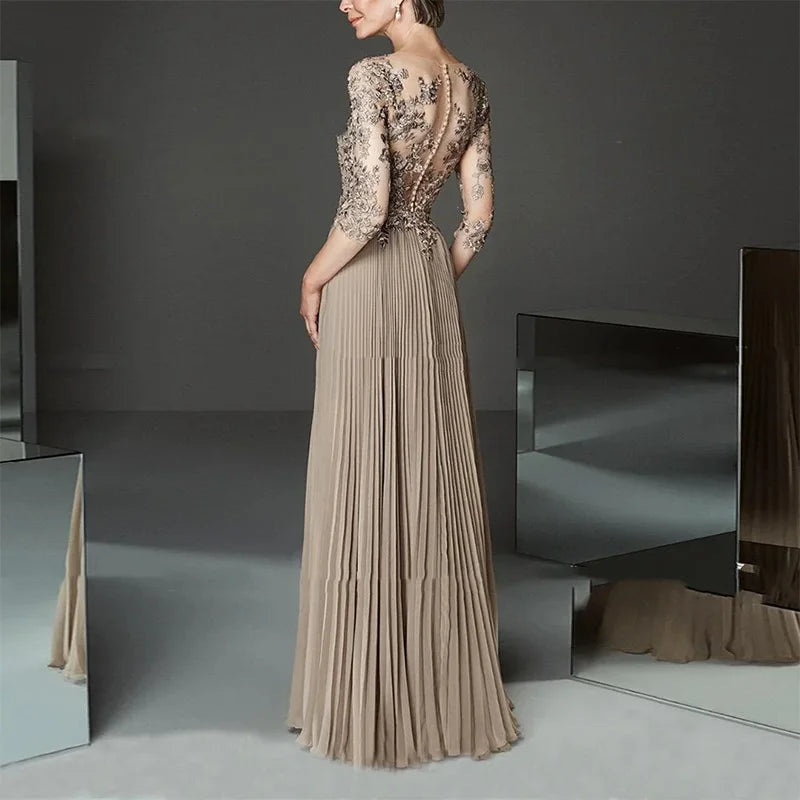 Long Elegant Mother of the Bride Dresses Chiffon V-Neck Floor-Length A-Line Wedding Guest Party Women 2023 Evening Gala Dress Silk Bridal Dress