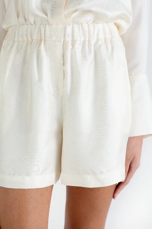 "The Laura" - Silk Shorts (Cream) Elegant Satin Dress