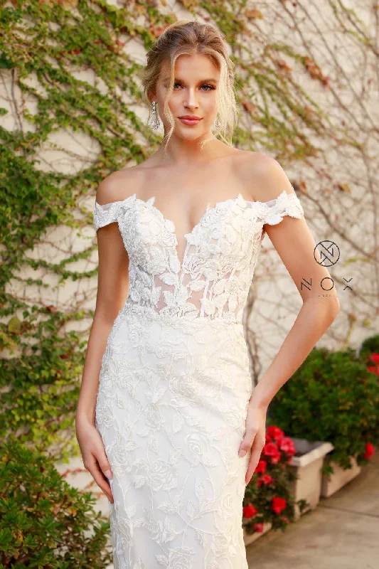 Timeless Romance: Off-the-Shoulder Mermaid Gown for Enchanting Occasions Ruffled Wedding Dress