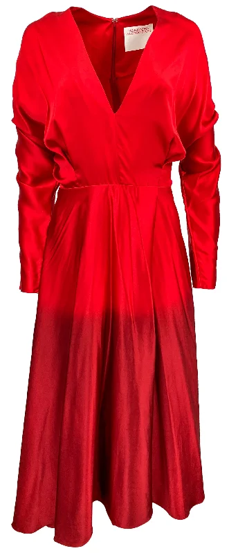 Alejandra Alonso Rojas Dip Dye Silk Midi Dress in Red Shein midi dresses