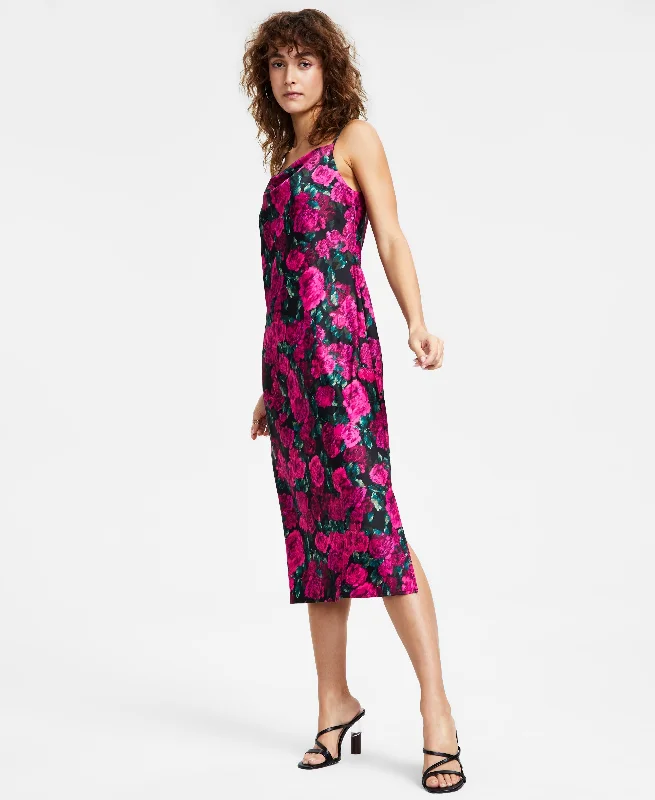 Bar III Womens Floral Midi Slip Dress Flowy midi dresses