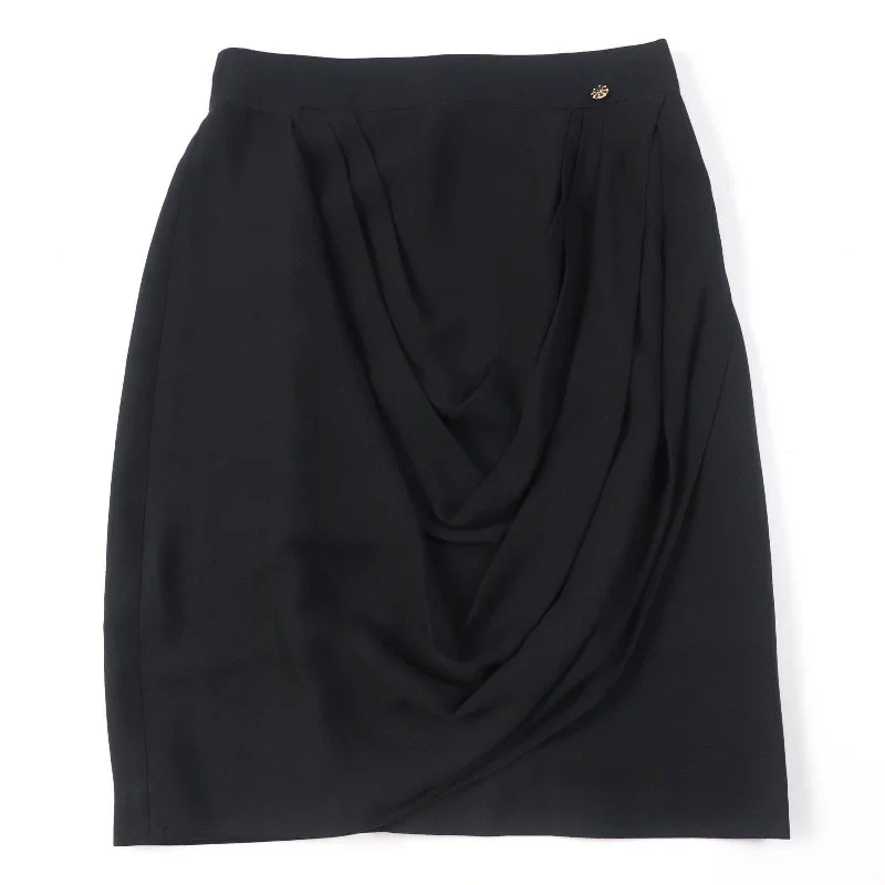 Chanel Silk Knee-Length Tight Skirt Black 40 Affordable unclassified skirts