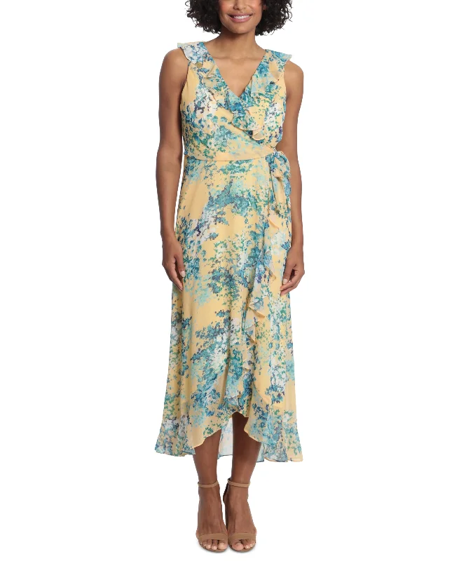 London Times Womens Ruffled Floral Midi Dress Flattering midi dresses for all body types