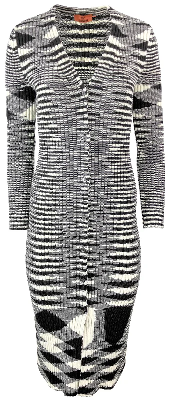 Missoni Knitted Space Dyed Midi Dress in Black/Cream Cotton midi dresses