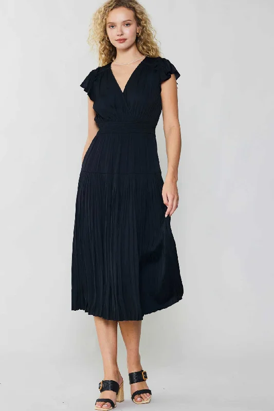 NYLAND Flutter Sleeve Pleated Midi Dress Hot new arrivals in midi dresses