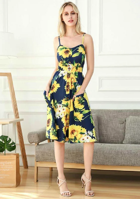 Sunflower Cami Midi Skater Dress Best midi dresses for tall women