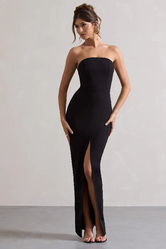 Cailin | Black Strapless Split Maxi Dress Cocktail maxi dresses