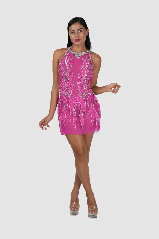 Fuchsia Cross Back Dress Bright color unclassified dresses