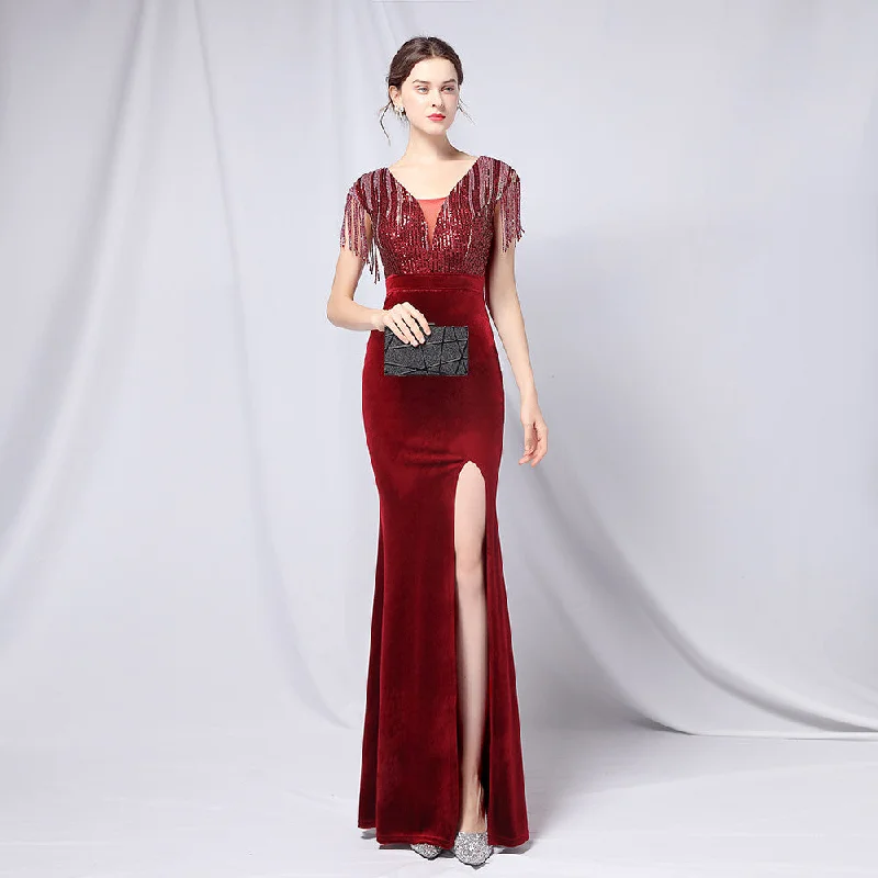 The Ashley Velvet Gown Beaded unclassified dresses