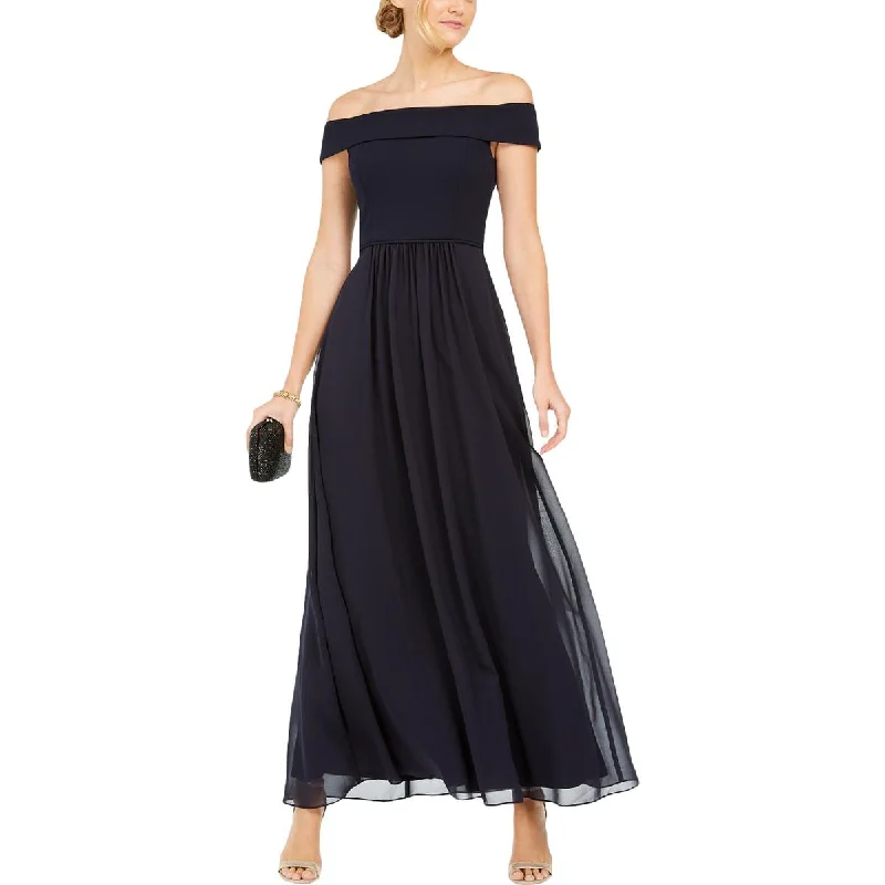 Adrianna Papell Womens Chiffon Off-The-Shoulders Evening Dress A-line unclassified dresses