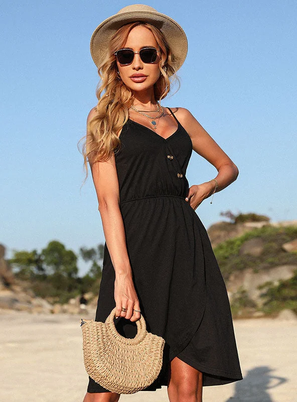 Black Irregular Halter Cross Dress Unique unclassified dresses