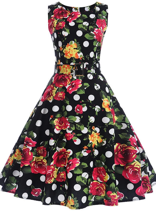 Black Print Vintage Dress Boohoo floral dresses