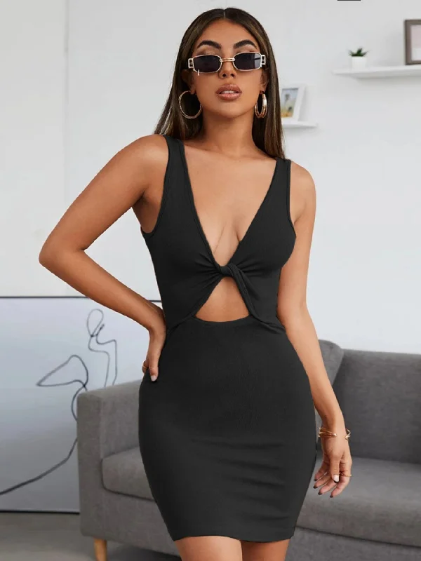 Black V-neck Sexy Dress Stylish unclassified dresses