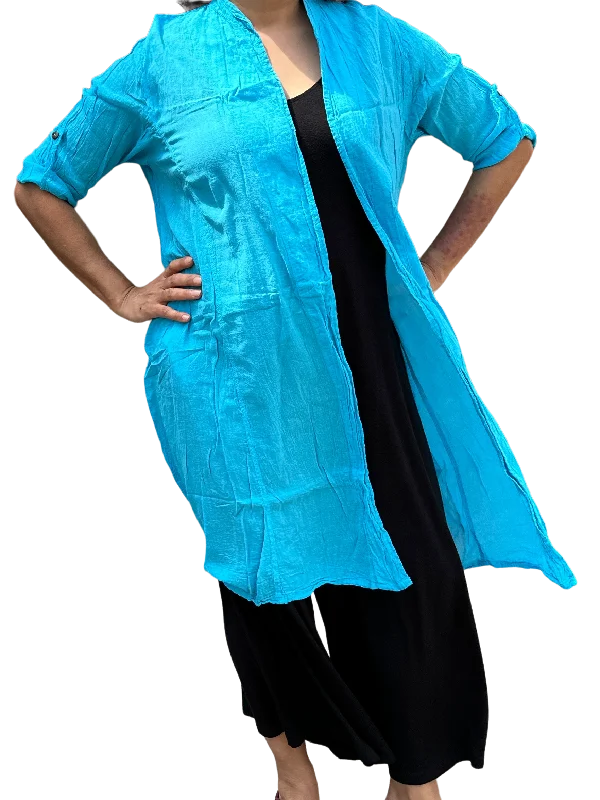 Bright Sky Blue Cotton Voile Cardigan Flowy unclassified dresses