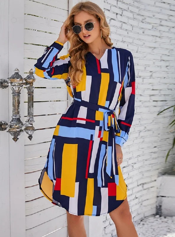 Colorful Design Dress With Belt Unique unclassified dresses