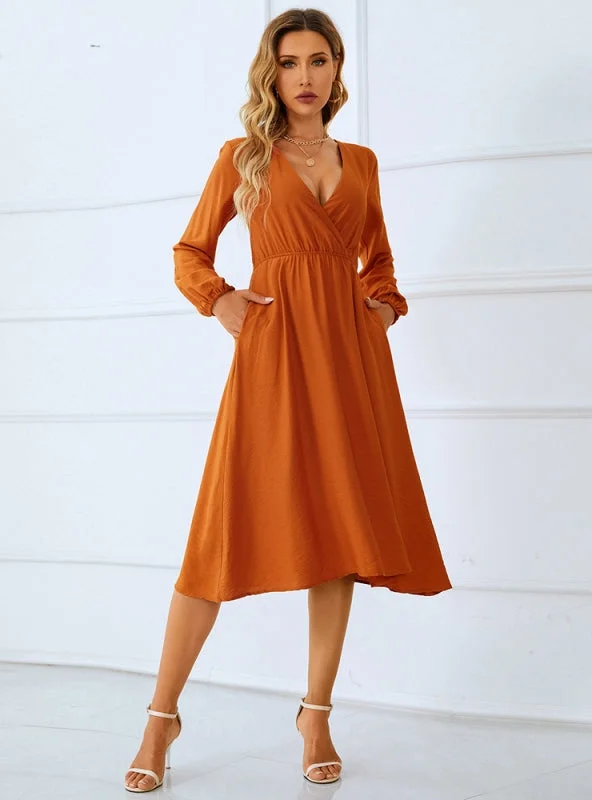 Cotton Loose Lantern Sleeve Dress Bright color unclassified dresses