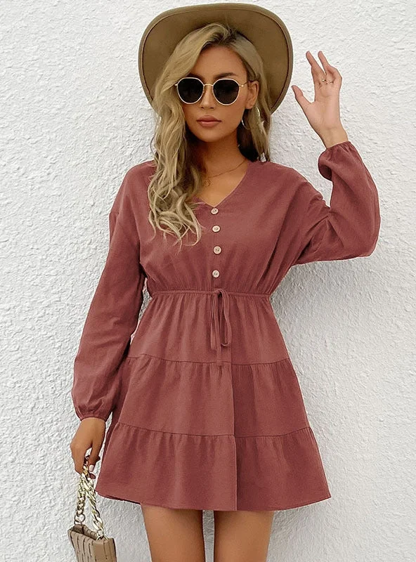 Decorative Button Pullover Casual Dress Formal unclassified dresses