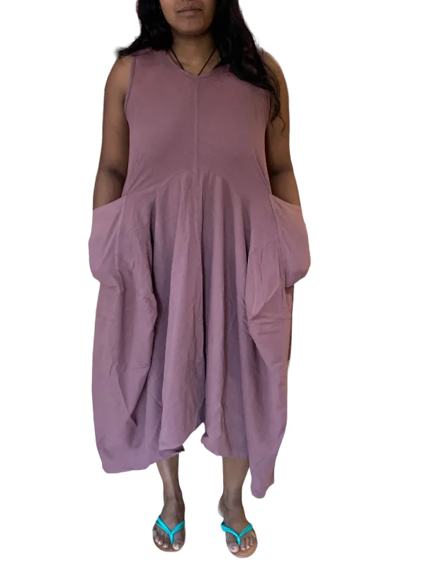 Dusty Rose Cotton Parachute Dress with Pockets Short unclassified dresses