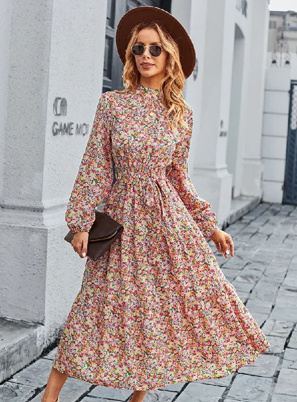 Fashion Bohemian Print Casual Dress Spring floral dresses