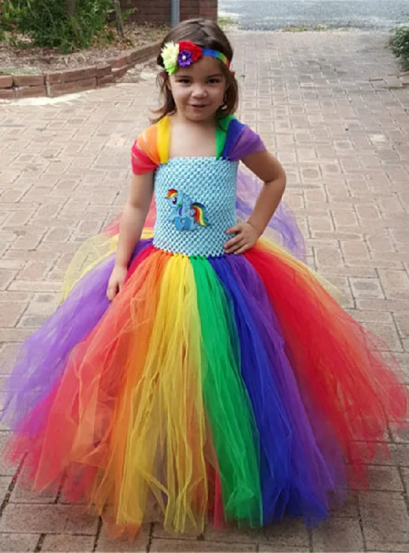 Girl Rainbow Tutu Dress Princess Little Horse Popular unclassified dresses