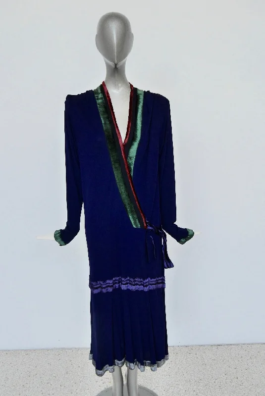 Janice Wainwright silcrepe flapper style dress 1970s Designer unclassified dresses