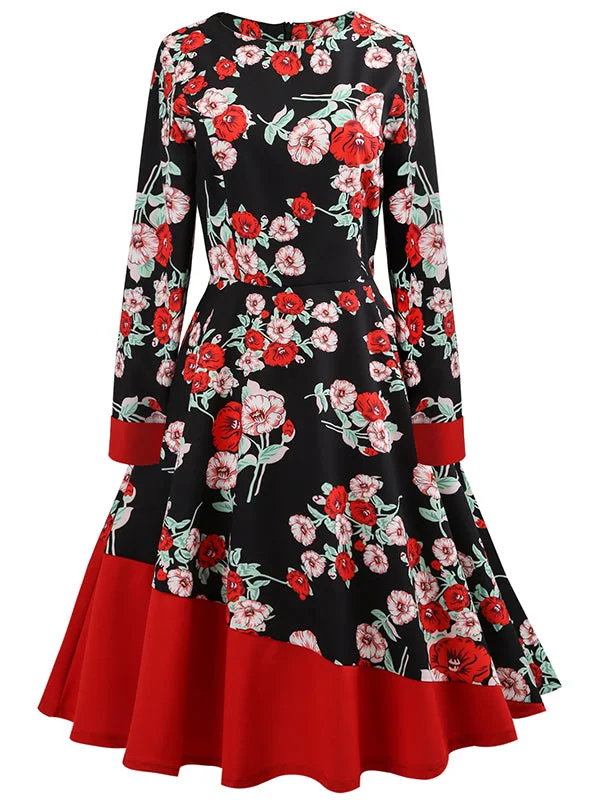 Long Sleeve Print Vintage Dress Expensive floral dresses